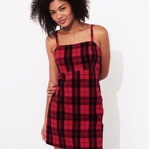 Hollister Black and Red Plaid Mini Dress